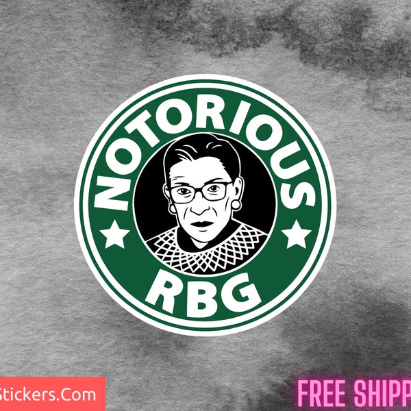 Notorious RBG Starbucks Circle Vinyl Sticker - Ruth Bader Ginsburg - Laptop Sticker - Vinyl Sticker -  RBG Sticker
