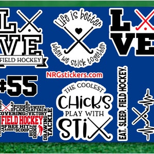 Custom Field Hockey Vinyl Sticker Mega Pack, Field Hockey Stickers, Field Hockey Gift, Field Hockey Player, Custom Player Number Included!