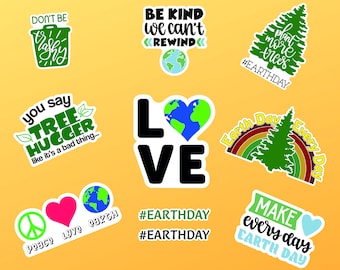 10 Earth Day Sticker Mega Pack, Earth Day Stickers, Save The Earth, Save The Planet Stickers, Don't Be Trashy, Environmental Stickers