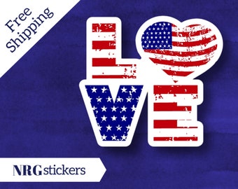 Love USA - Love the USA - Love USA Sticker - American Flag Sticker- American Flag - United States Sticker - United States - Sticker