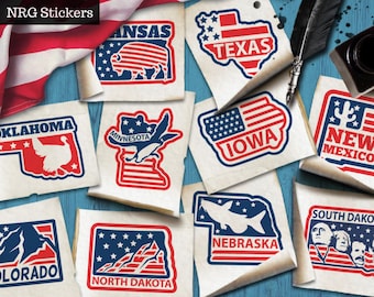 Land of The Free Sticker - State Vinyl Sticker - Patriotic Sticker - American States Sticker - Laptop Sticker - Car Window Sticker