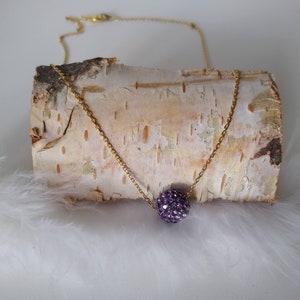 Dark Purple Pave Ball Necklace