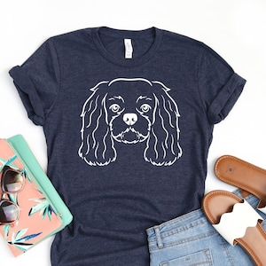Cavalier King Charles Spaniel Shirt, Dog Outline Shirt, Spaniel Mama Shirt, Dog Gift, Dog Lover Shirt, Dog Mama Shirt, Dog Mom Gift
