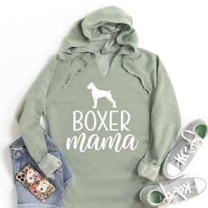 Boxer Mama Hoodies, Boxer Mom Hoodies, Boxer Dog Hoodies, Boxer Dog Gifts, Dog Women's Pullover Hoodies, Dog Owner Gift