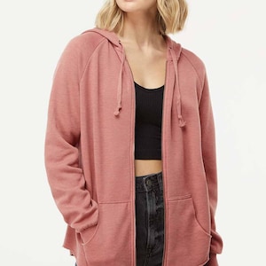Ultra Soft Women&#39;s Zip Hoodie, Hoodies for Women, Soft Zip Fall Hoodie for Women, Raglan Sleeve Zip Hoodie, Scoop Hem Hoodie, Soft Colors