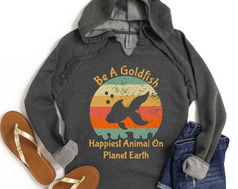 Gold Fish Hoodie, Gold Fish Women's Hoodie, Gold Fish Silhouette Hooded Sweatshirt, Be A Gold Fish Happiest Animal On Planet