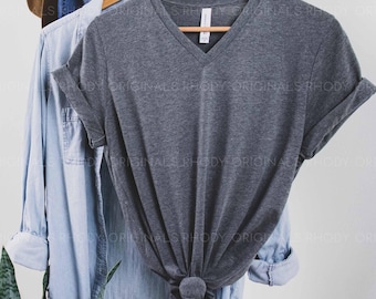 Bella Canvas V Neck Tee, Cotton Shirts for Women, Soft Ringspun T-Shirts 3005