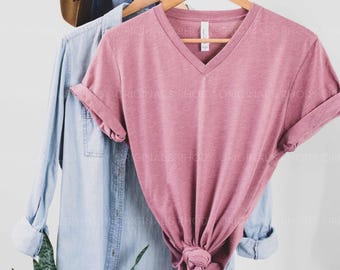 Bella Canvas V Neck Tee, Cotton Shirts for Women, Soft Ringspun Cotton V Neck T-shirt 3005