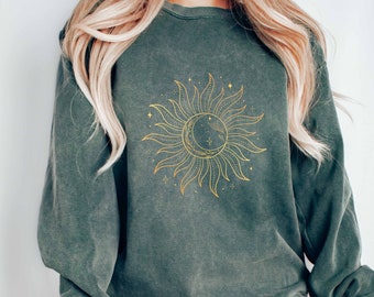 Comfort Colors Celestial Sun Sweatshirt, Celestial Sun Sweatshirt, Celestial Lover Sweatshirt, Cozy Oversized Sweatshirt for Women