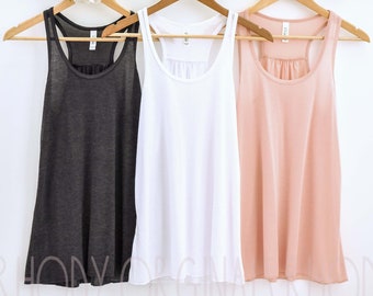 Soft Flowy Racerback Tank, Drapey Women's Tank, Women's Relaxed Fit Racerback, Bachelorette Tanks, Soft Flowy Tank for Women