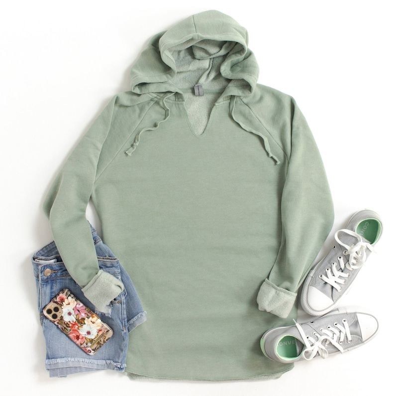 Ultra Soft Women's Hoodie, Hoodies for Women, Fall Hoodie Gifts for Women, Women's Pullover Hoodies, Raglan Sleeve Hoodie, Scoop Hem Hoodie Sage