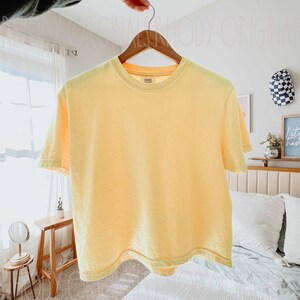 Comfort Colors Cropped T-Shirt, Garment-Dyed Soft Cotton Boxy Crop Tee 3023 Butter