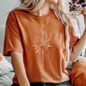 Comfort Colors Boho Celestial Sun And Moon Shirt, Celestial Shirt, Boho Celestial Design Shirt, Celestial Lover Shirt, Boho Gift Shirt