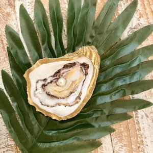 Decoupage Golden Oyster Shell - Oyster & Pearl in an Oyster