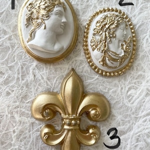 Intaglio Set of 6 - Intaglio, Plaster Seals, Medallion Wall Art, Gold Leaf Intaglio, Classical Decor