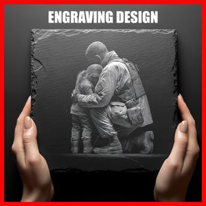 Emotional Soldier Reunion Slate Coaster Design Digital Download PNG  for Slate Coasters Laser Engraving Glowforge Commercial Use