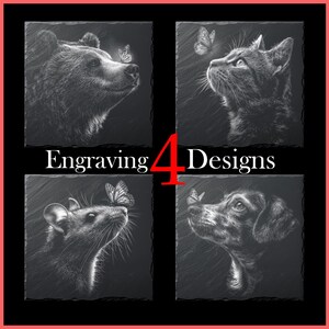 Animals and Butterfly Designs Digital Download, For Glowforge, LightBurn, XTool for Slate Coaster Engraving