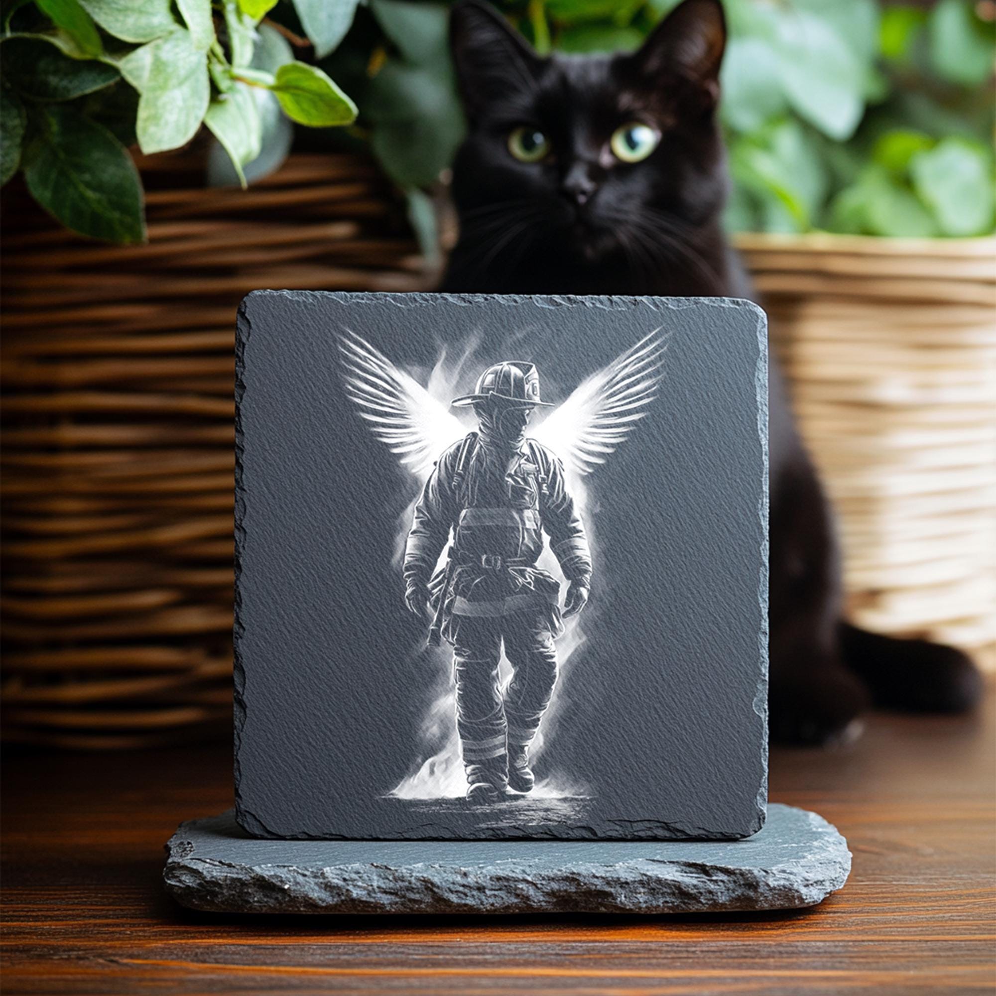 20 Firefighter Angel Laser PNG | Slate Coaster Engraving Files ...