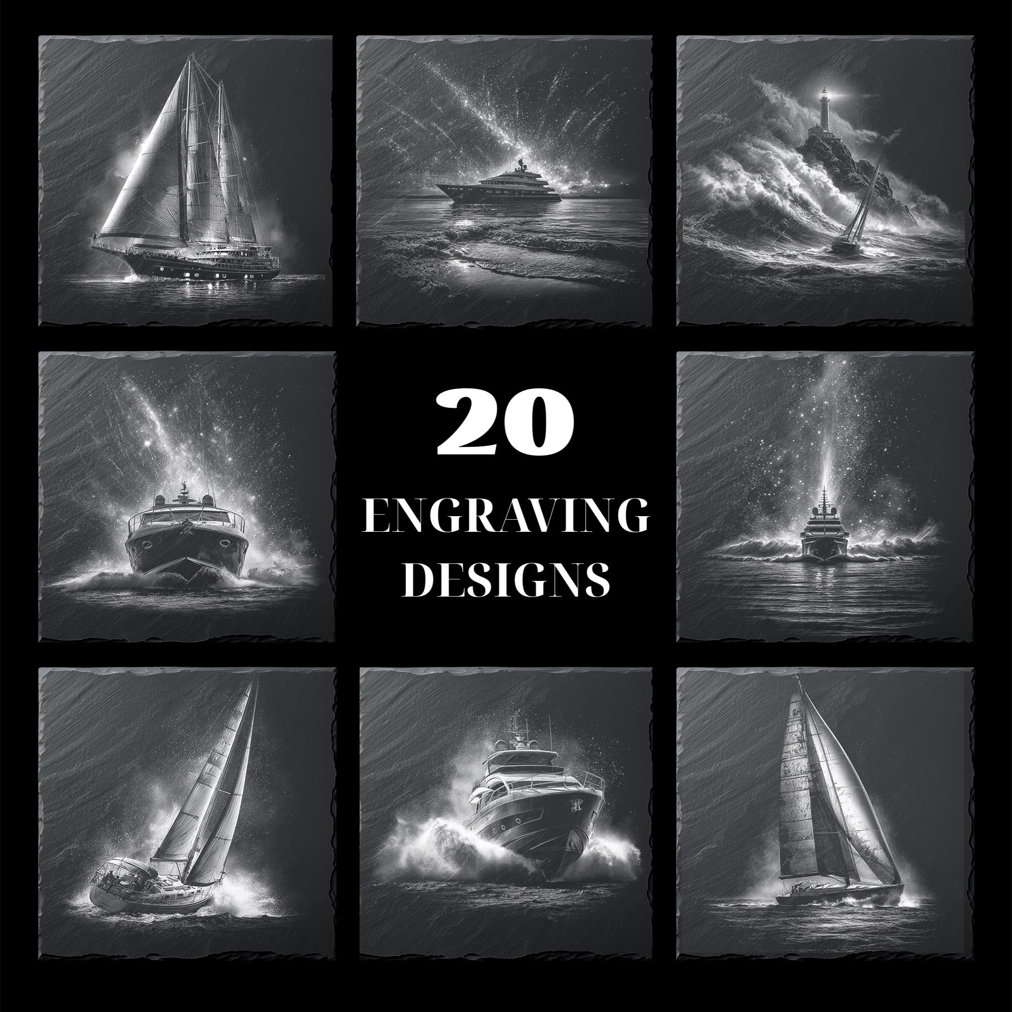 20 Nautical Engraving Designs PNG Bundle | Yacht, Sailboat & Lighthouse ...