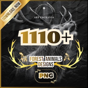 1110+ Wildlife PNG Bundle | Slate Coaster Engraving | Deer Elk Rabbit Moose