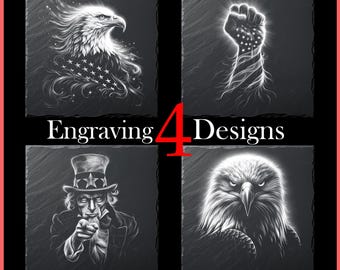 American Patriot Coasters Liberty Flag Eagle Art PNG Bundle for Engraving Digital Download for Patriotic Slate Coaster, XTool, Commercial