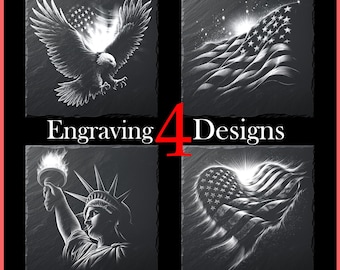 American Patriot Collection Eagle Flag Liberty Art Digital Download for Slate Coasters for Engraving Glowforge LightBurn XTool Commercial