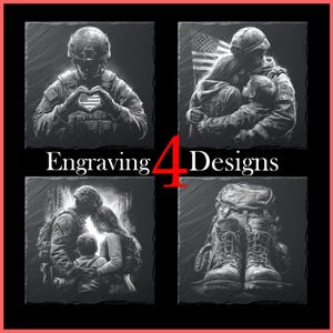 Heartwarming Military Family Reunion Engraving Bundle - PNG Graphics Designs for Slate Coasters Laser Engraving Glowforge Digital Download
