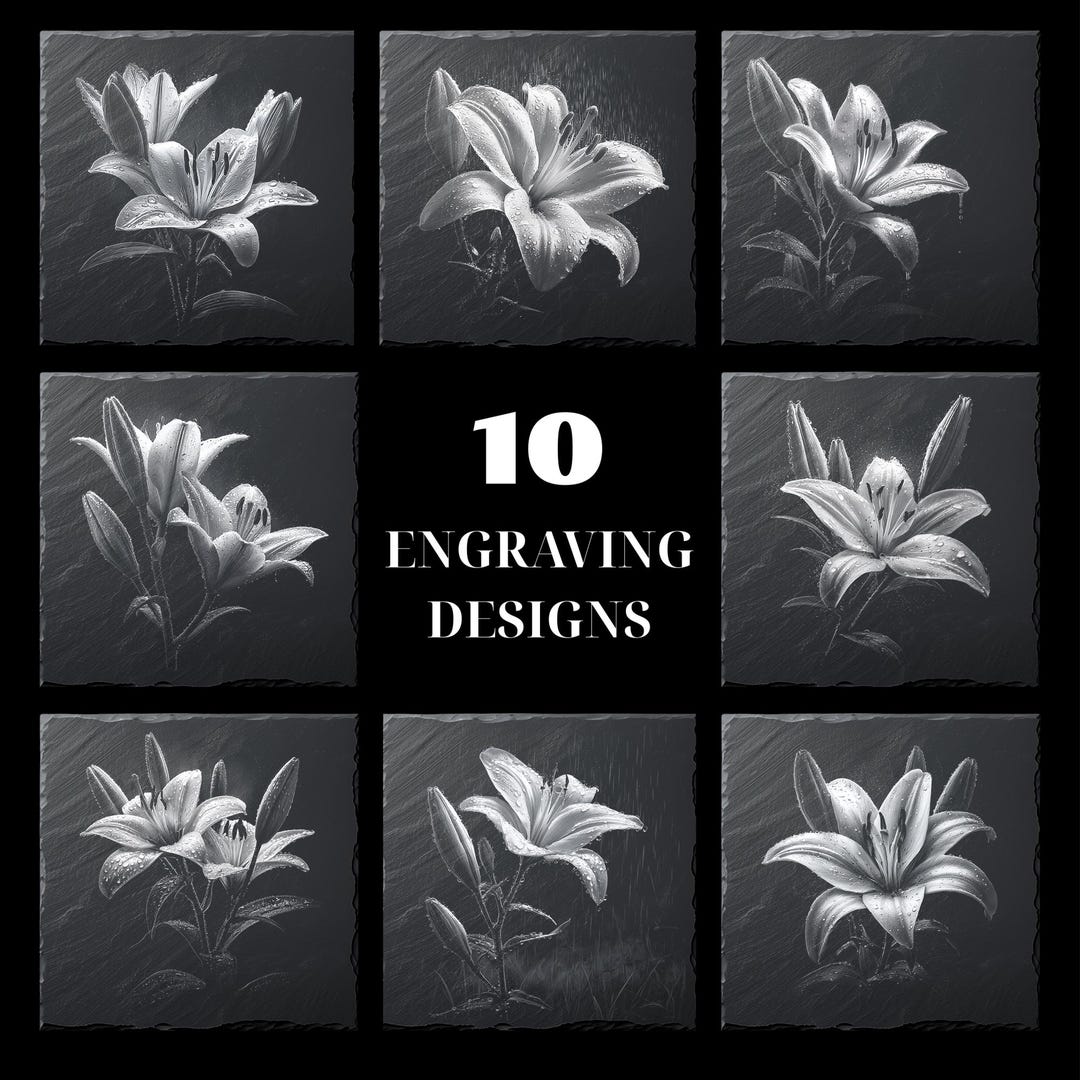 Lily Flowers After Rain Slate Coaster PNG Designs for Laser