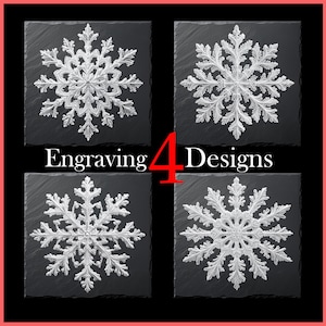 Pacote de floco de neve com gravação a laser PNG, designs de artesanato para férias de inverno, download digital para porta-copos de ardósia Glowforge Laser Burn, uso comercial