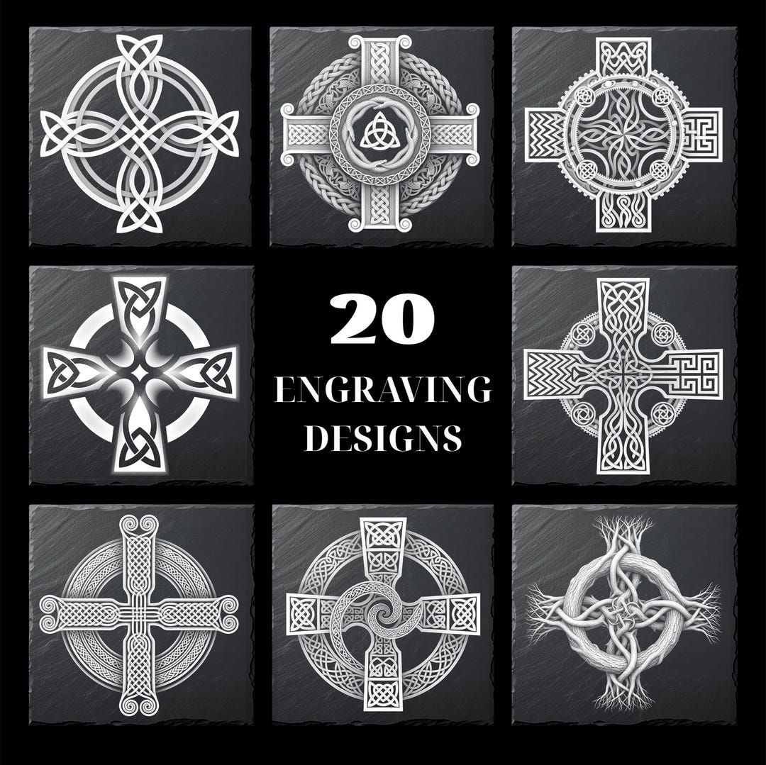20 Celtic Cross Laser Engraving Designs PNG Bundle | Irish Knotwork ...