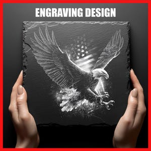 Patriotic Bald Eagle Laser Engraving Design for Slate Coasters Digital Download PNG Graphics Design for Slate Coasters  Glowforge Commercial