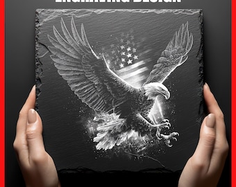 Patriotic Bald Eagle Laser Engraving Design for Slate Coasters Digital Download PNG Graphics Design for Slate Coasters  Glowforge Commercial
