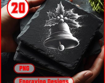 20 Festive Christmas Laser Files Bundle for Engraving Digital Download for Slate Coaster, Glowforge, LightBurn, XTool, Commercial Use
