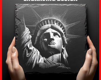 Statue of Liberty Laser Engraving Design American Monument Art Digital Download PNG Graphics Design for Slate Coasters  Glowforge Commercial