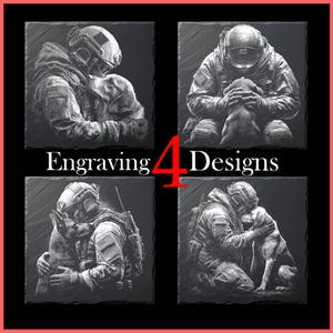 Military Reunion Soldier & Dog PNG Set Laser File, Slate Coasters Files PNG for Engraving, Commercial download Glowforge xTool Digital File