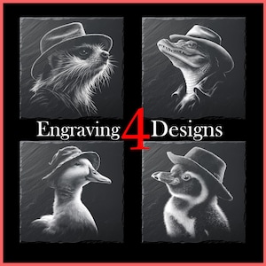 Cute Animal Laser Engraving Set  PNG Slate Engraving Coasters Files PNG for Engraving Commercial download  Glowforge xTool Digital File