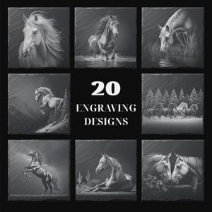 20 Majestic Horses Coasters Files Bundle for Engraving Digital Download for Slate Coaster, Glowforge, LightBurn, XTool, Commercial Use