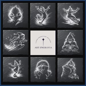 Pacote com 20 arquivos PNG de laser de Natal para gravação de designs de porta-copos do Grinch de Natal, downloads digitais para porta-copos de ardósia, uso comercial