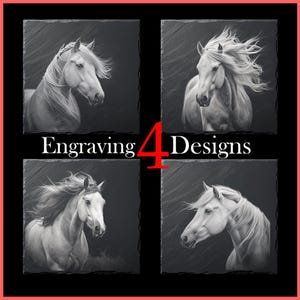 Galloping White Stallion Coasters Files Bundle for Engraving Digital Download for Slate Coaster, Glowforge, LightBurn, XTool, Commercial Use