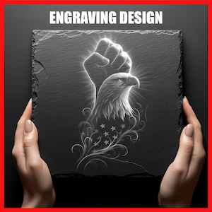 Patriotic Power Laser Engraving Set Raised Fist Bald Eagle Design Digital Download PNG  Design for Slate Coasters Glowforge Commercial