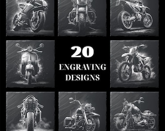 20 Motorrad Schiefer PNG Designs, Gravur Dateien PNG für Schiefer Untersetzer, kommerzielle Nutzung, Glowforge