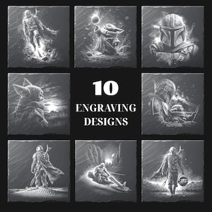 10 Galactic Guardian Slate Set Armored Ranger Cosmic Child PNG Digital Nedladdning för Slate Coaster Glowforge LightBurn XTool Kommersiellt Bruk