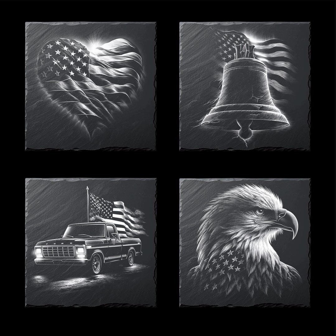 American Symbols Laser Files PNG Bundle for Engraving Digital