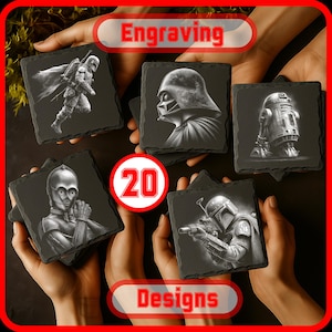 20 Epic Space Adventures Galactic Warriors Slate Coaster Set PNG Digital Download xTool Glowforge Commercial Use