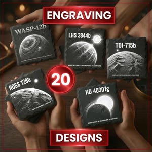 Space Nerd Gift Laser Files | 20 Alien World Sketch Designs for Wood Signs Tumblers Acrylic | Science Teacher Digital Art
