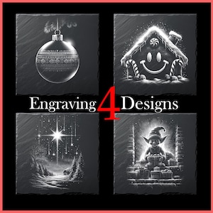 Desenhos de gravação a laser para festas - enfeites, biscoitos de gengibre, estrelas e elfos - download digital para porta-copos Glowforge Laser Burn e Slate