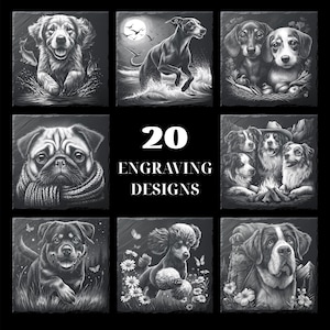 20 Dog Lover&#39;s Coasters Files Bundle for Engraving Digital Download for Slate Coaster, Glowforge, LightBurn, XTool, Commercial Use