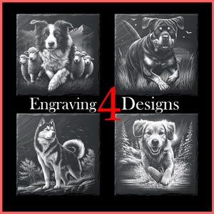 Dogs Coasters Engraving PNG Bundle for Engraving Digital Download for Slate Coaster, Glowforge, LightBurn, XTool, Commercial Use