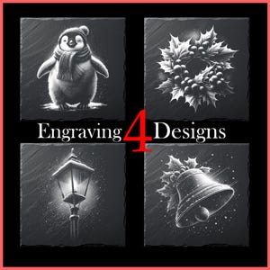 Pacote de gravação a laser de Natal com desenhos de pinguins, azevinhos, lanternas e sinos, download digital, porta-copos de ardósia Glowforge Laser Burn, uso comercial