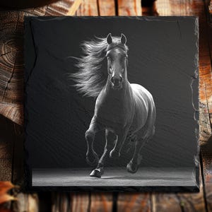 Dynamic Galloping Horse Printable Slate Coaster Design Digital Download PNG Graphics Designs for Slate Coasters Laser Engraving Glowforge